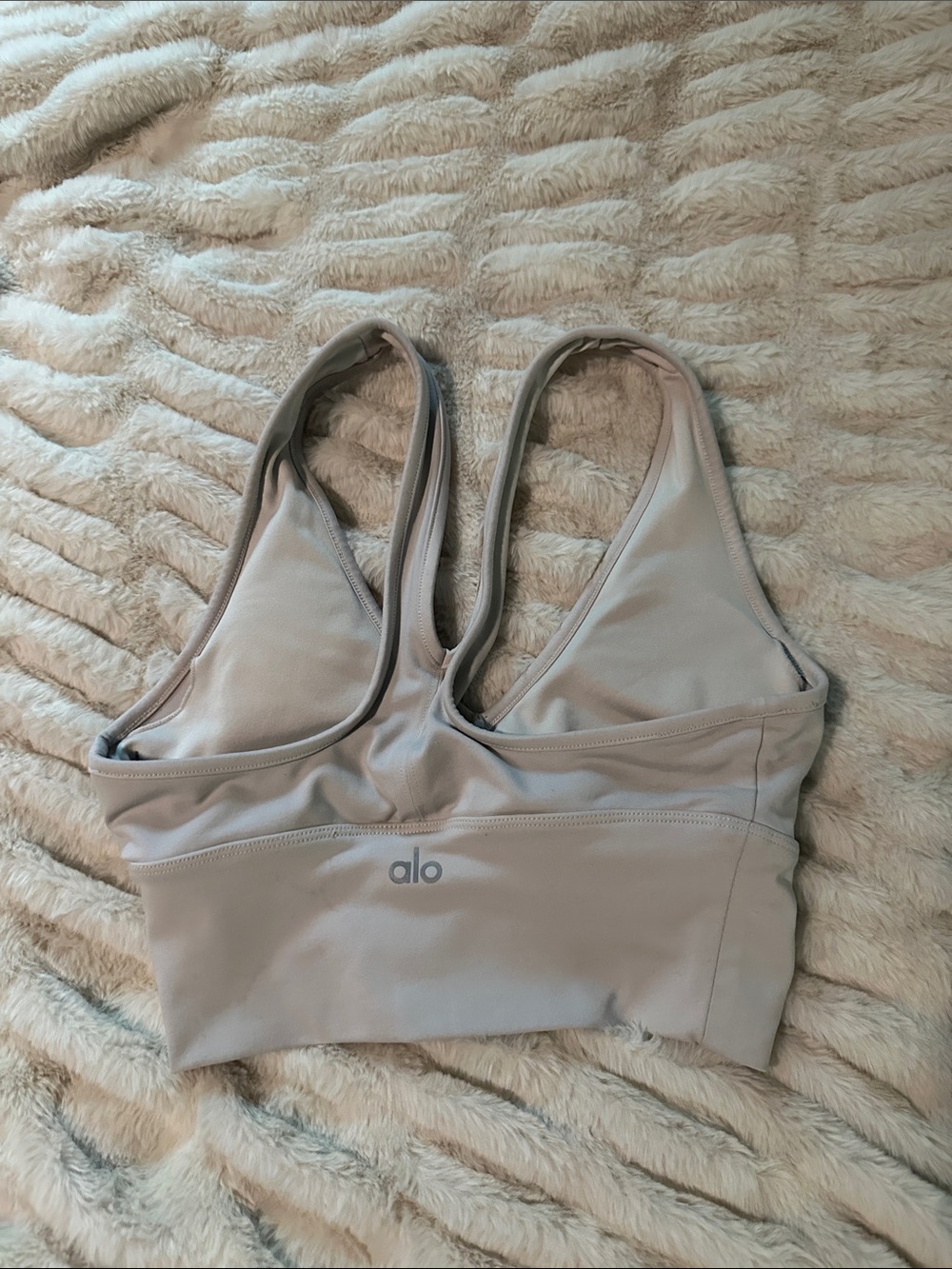 ALO Yoga Wild Thing Light Beige Racerback Sports Bra XS - Picture 6 of 7